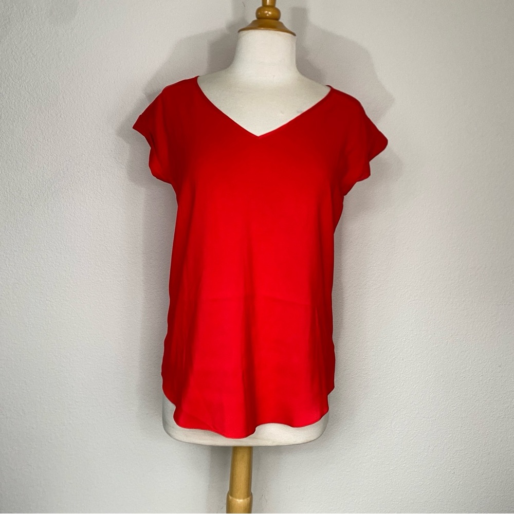 Express Women Watermelon V Neck Cap Sleeve Blouse Size Medium Classic Minimalist